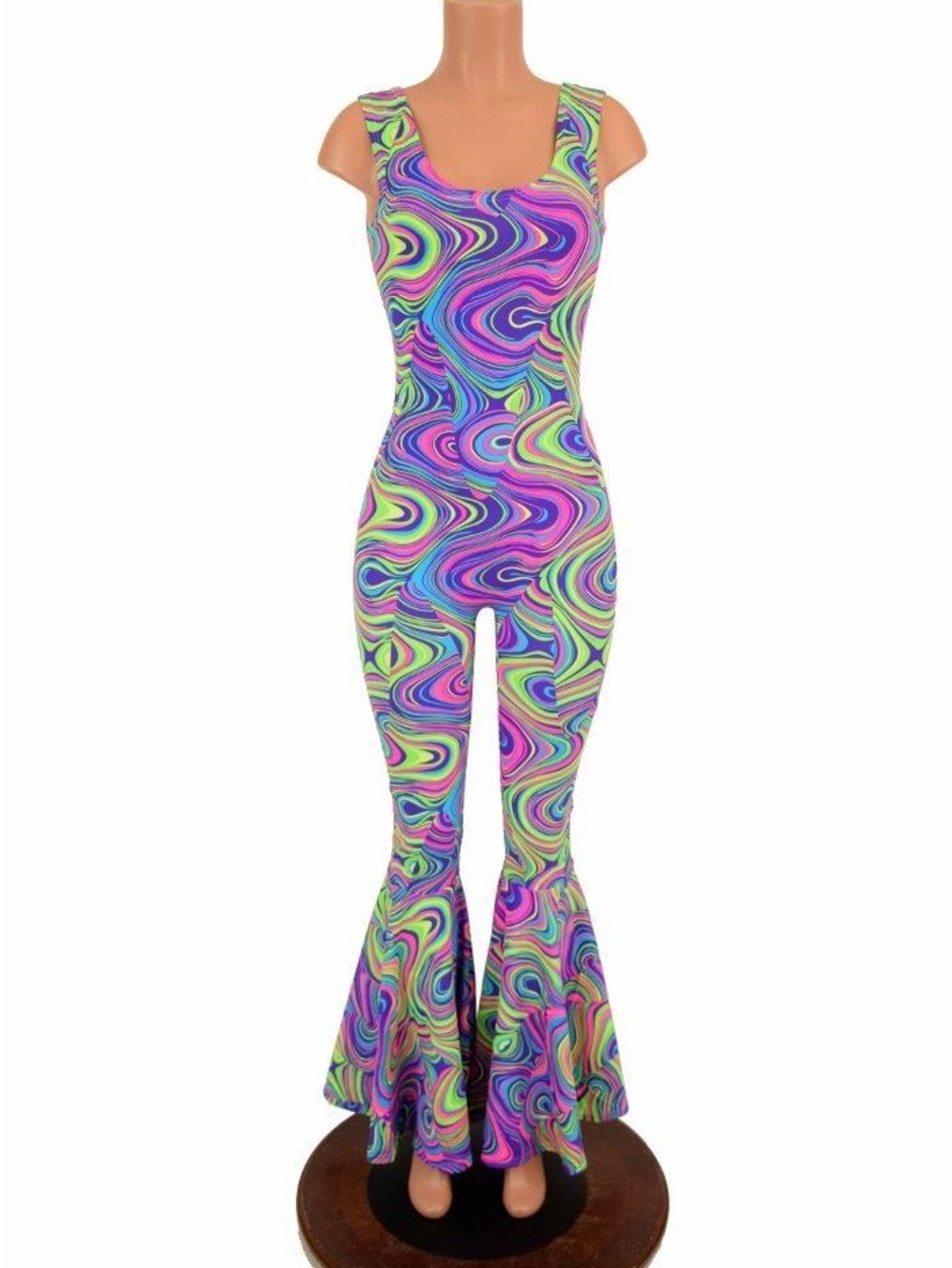 Coquetry clothing Glow worm bell bottom flare Catsuit, med